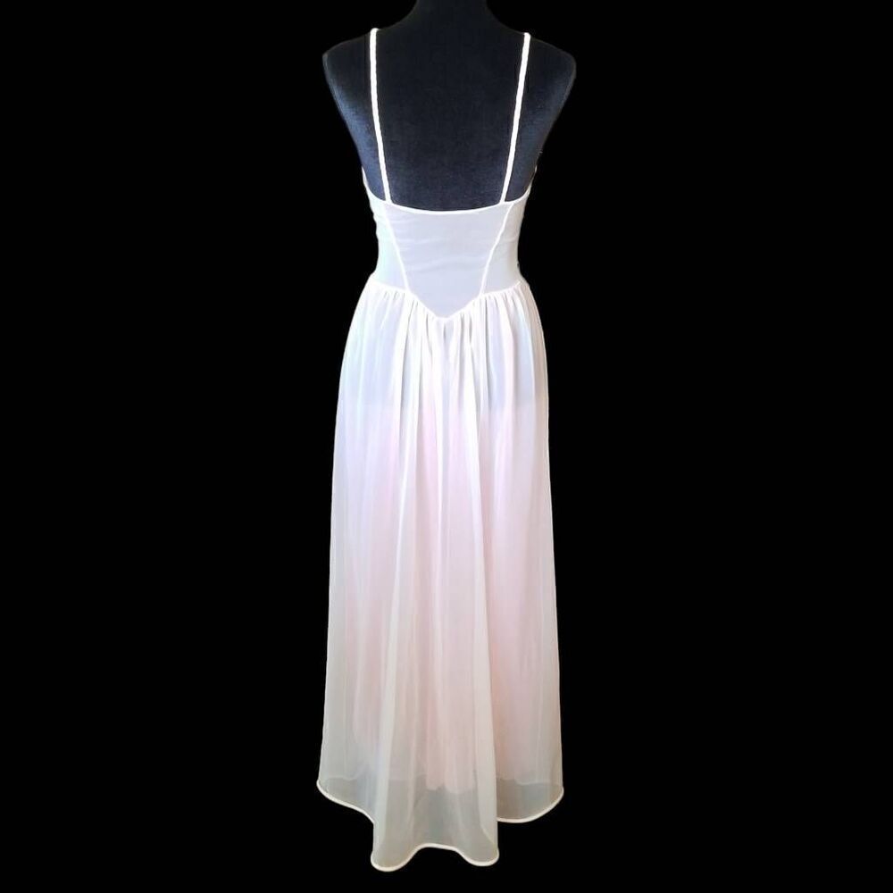 1950s SCHIAPARELLI Paris New York Peignoir Nightgown Set Pink Ivory Ombré M - Picture 8 of 16